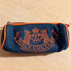 Y2k vintage Juicy Couture Denim Logo Pouch with Orange Trim